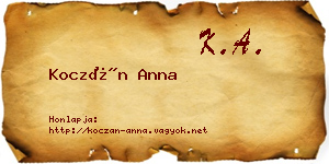 Koczán Anna névjegykártya