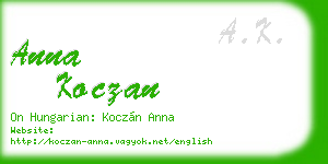 anna koczan business card